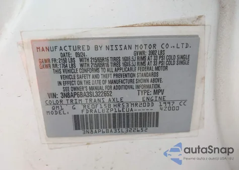 2025 Nissan Kicks S from USA, damaged, VIN 3N8AP6BA3SL322652